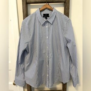 JCrew 365 Blue & White Striped Shirt, sz 16 curvy fit